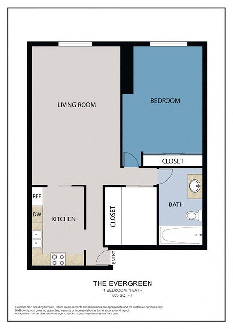 The Evergreen Floor Plan at ELEVATE Apartment Homes, Minnesota, 55403